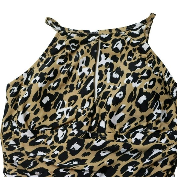 Ellen Tracy Tan Leopard Animal Print One-Piece Swimsuit NWT | Size 8 - Picture 2 of 8